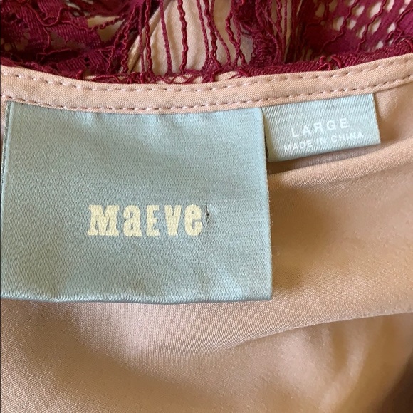 Anthropologie Mauve Burgandy Lace Dress size large - Picture 6 of 7